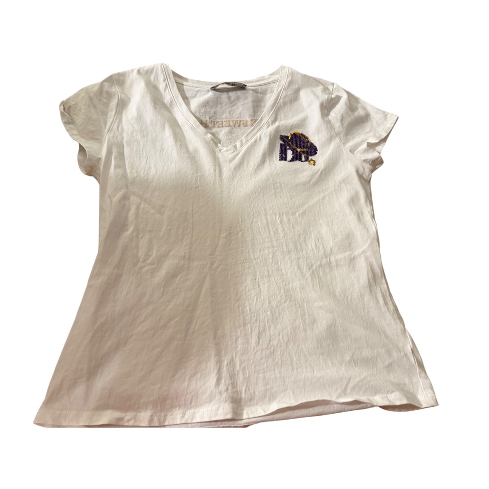 Blue B Collection Louisiana Home Sweet Home Sequin Cowboy Boot T-Shirt White S